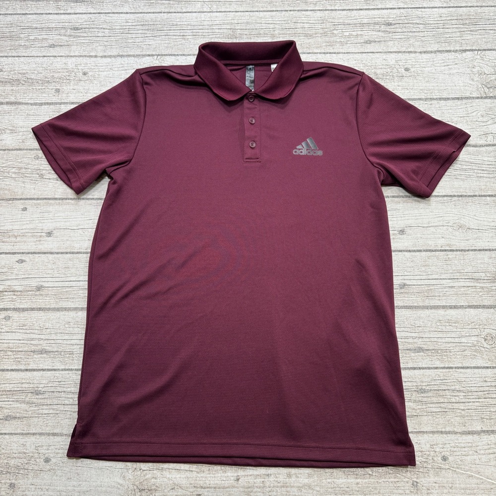 Adidas Polo Shirt Men's M Maroon Primegreen Short Sleeve Athletic Golf Tennis